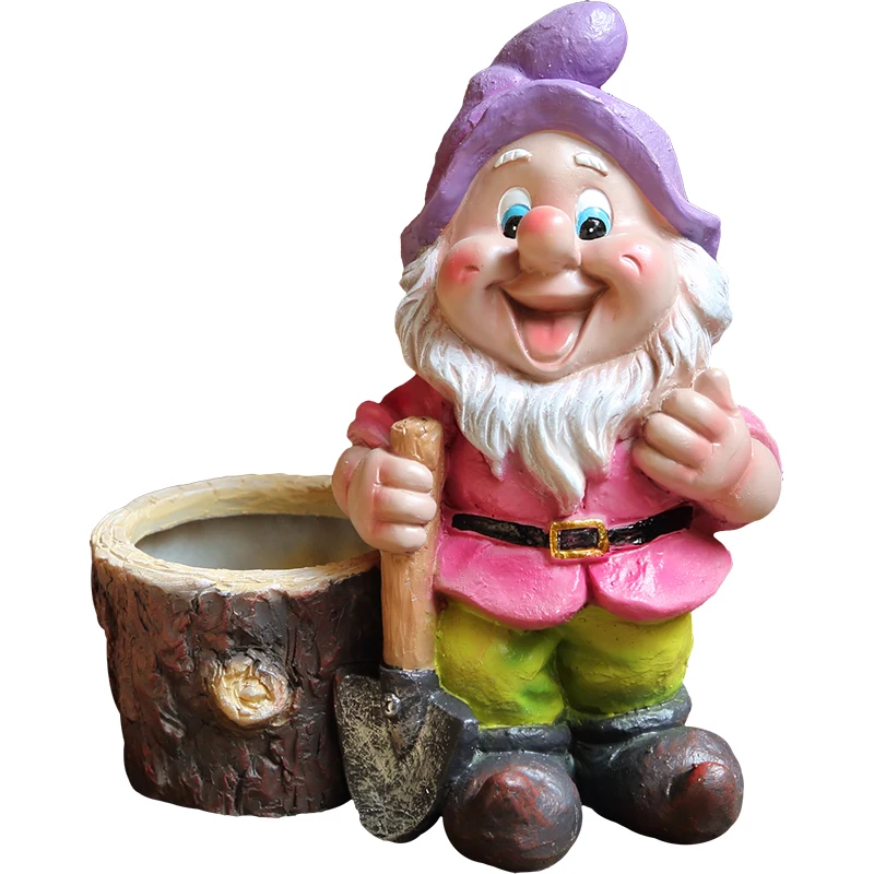 xx-Pastoral Resin Dwarf Flower Pot Ornaments Outdoor Garden Accessories Courtyard Landscape Villa Sculpture Figurines Decor