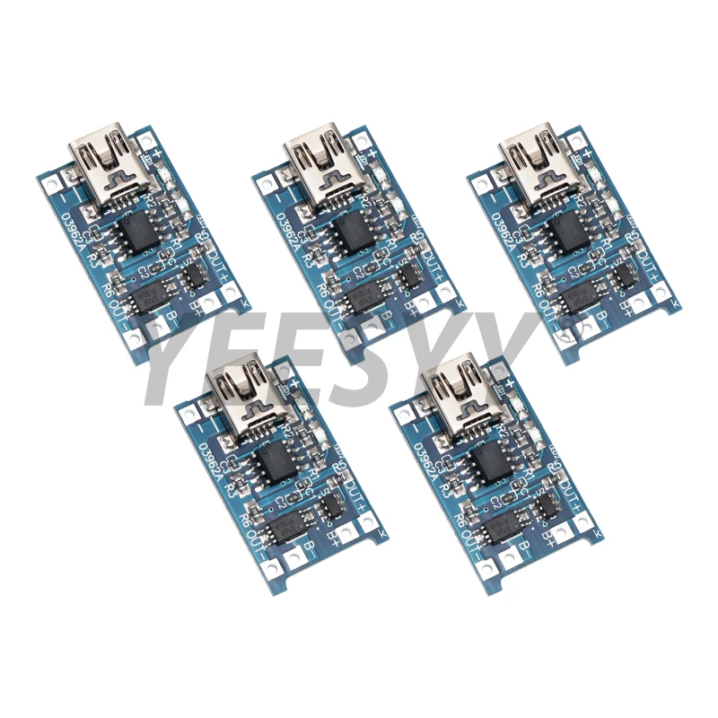 5 pcs Micro  5V 1A USB 18650 TP4056 Lithium Battery Charger Module Charging Board With Protection Dual Functions 1A Li-ion
