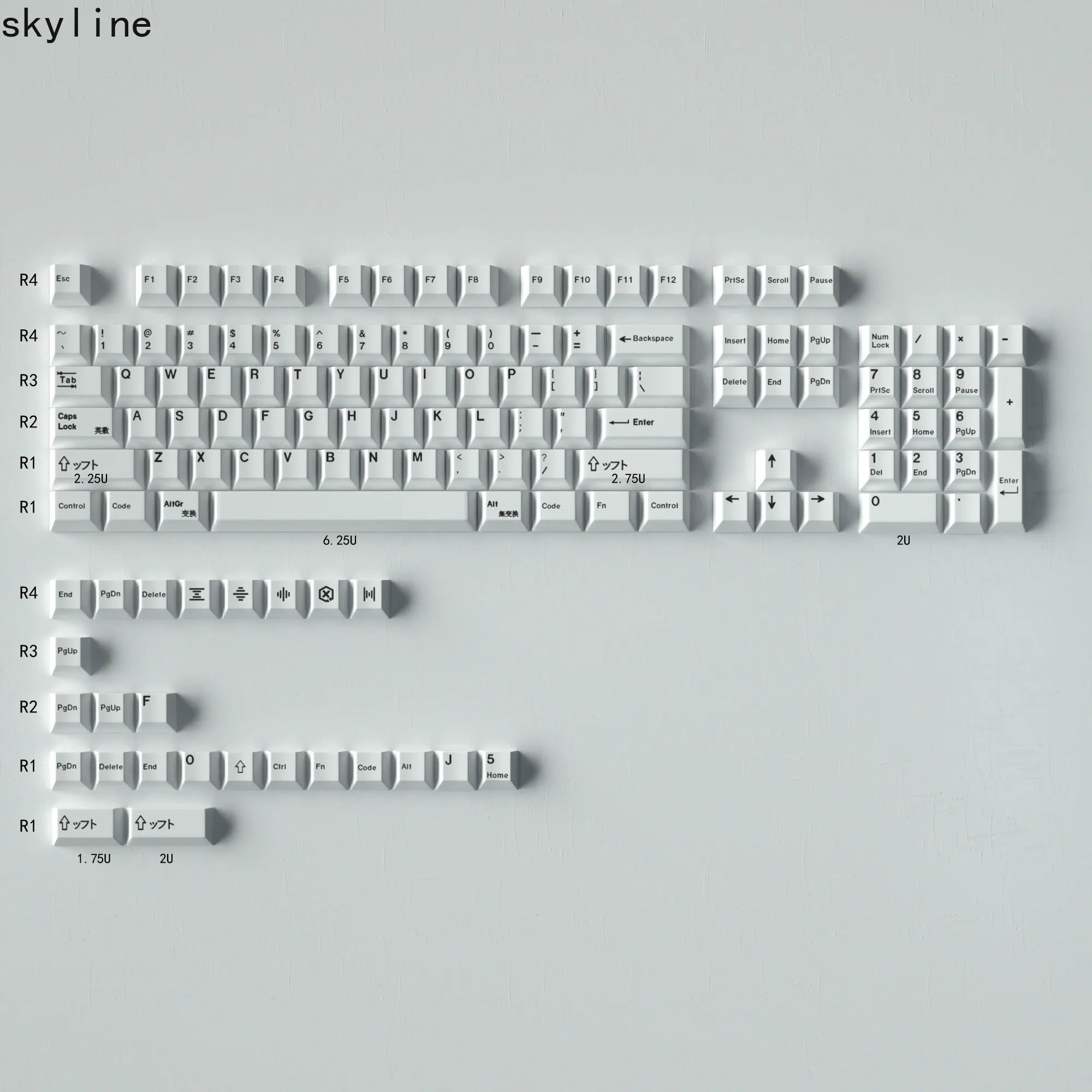 Minimalist White English Japanese 129 Key PBT Keycaps OEM Profile for 61 64 84 Mechanical Keyboard