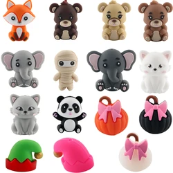 5/10Pcs 3D Cartoon Animals Silicone Focus Beads Grade For Jewelry Making DIY Pen KeyChain Bracelet Necklace Accessories 