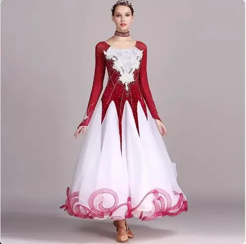 현대 댄스 드레스 여성 반짝 이는 라인 석 무대 1.3kg