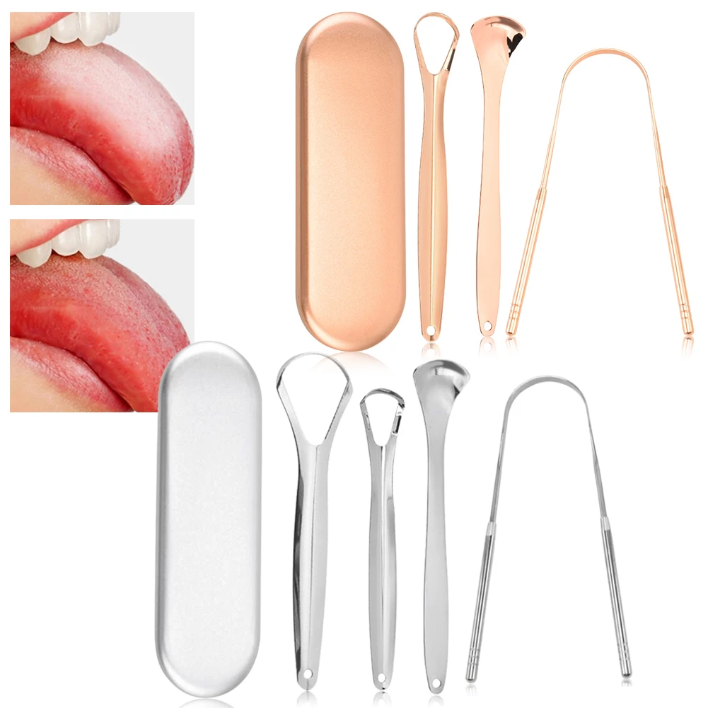 

Набор для гигиены полости рта: Металлический скребок для языка из нержавеющей стали для взрослых – Свежее дыхание за секунды, устранение неприятного запаха изо рта