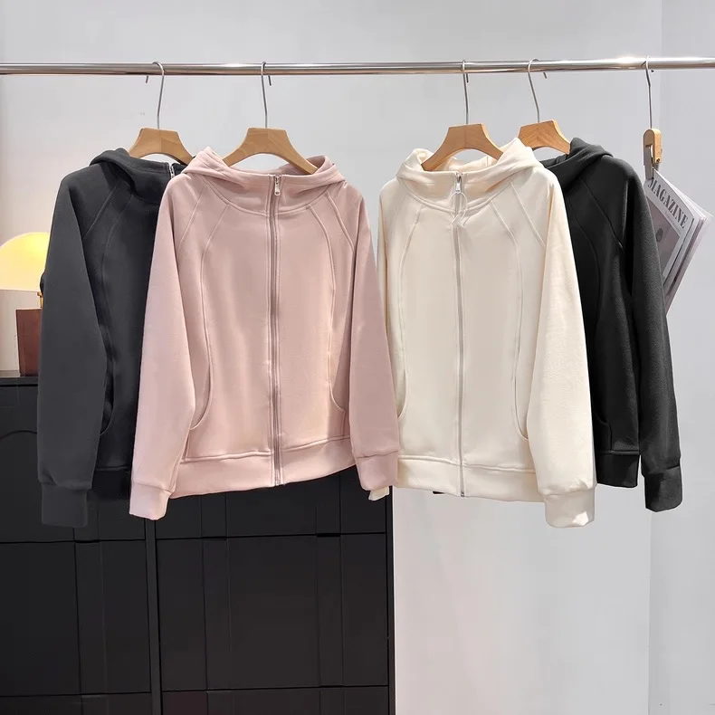 lu-シリーズ-フード付き-3-4-長さのスポーティ-ジャケット-アンチエイジング-多用途-ルーズフィット-アウトドア-カジュアル-スポーツウェア-パーカー-コート