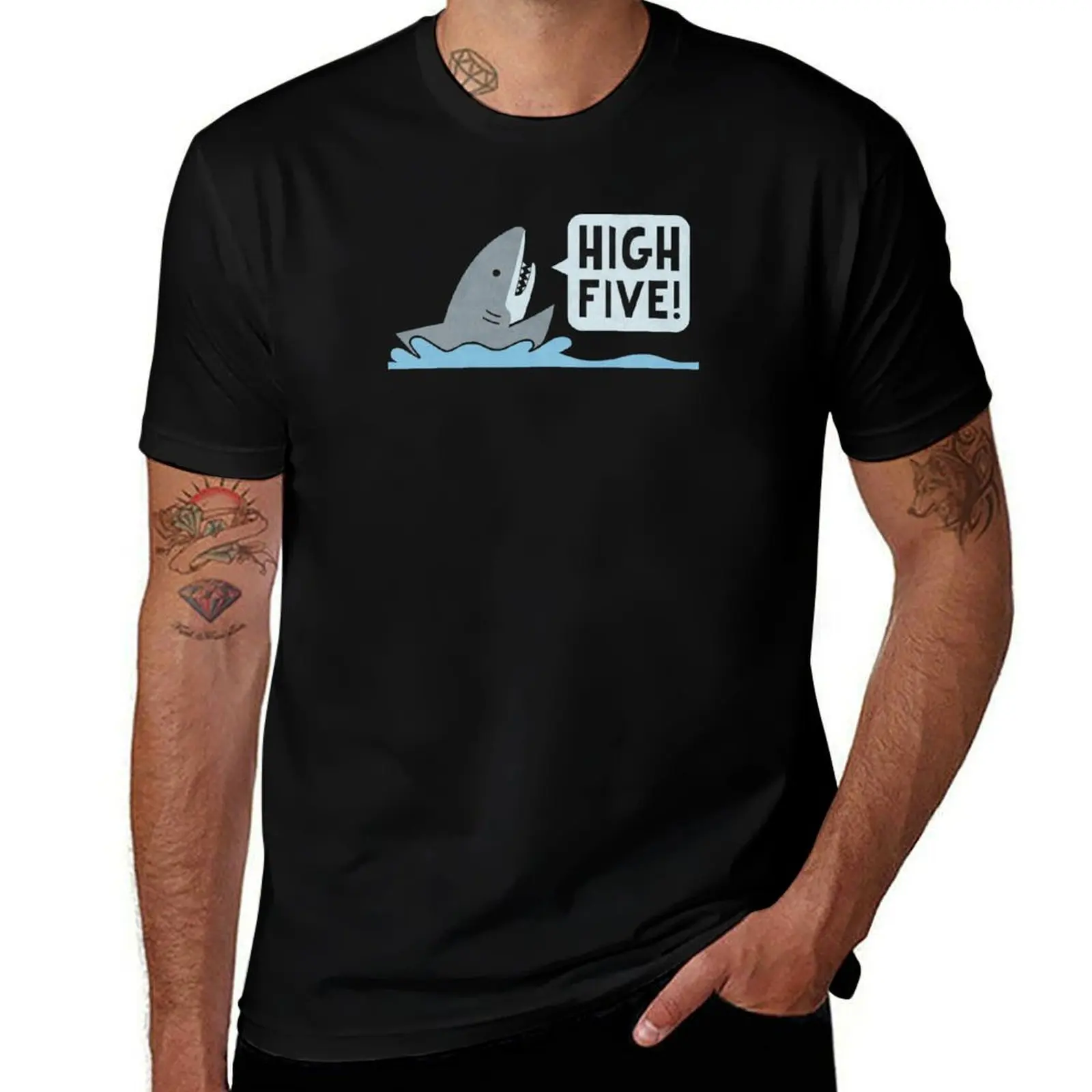 

High Five T-Shirt korean fashion heavyweights Luxury man black t shirts for men