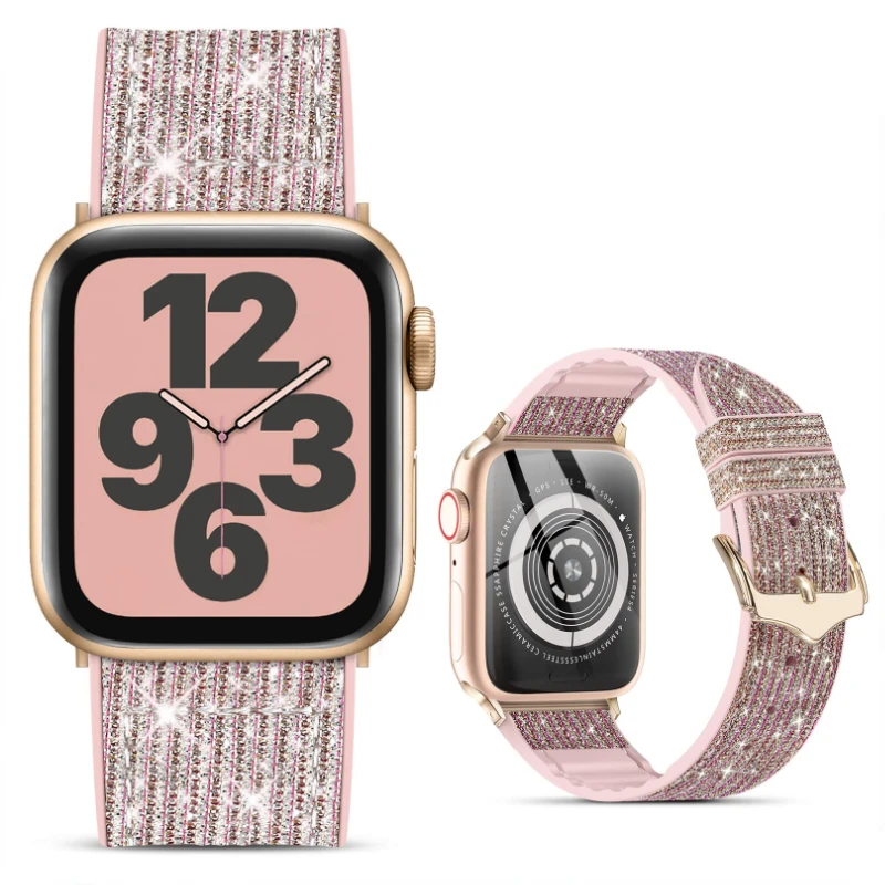 

Ремешок силиконовый и кожаный для Apple Watch Band 45 мм 41 мм 44 мм 42 мм 40 мм, женский браслет для iWatch Series 8 7 6 5 4 SE Correa