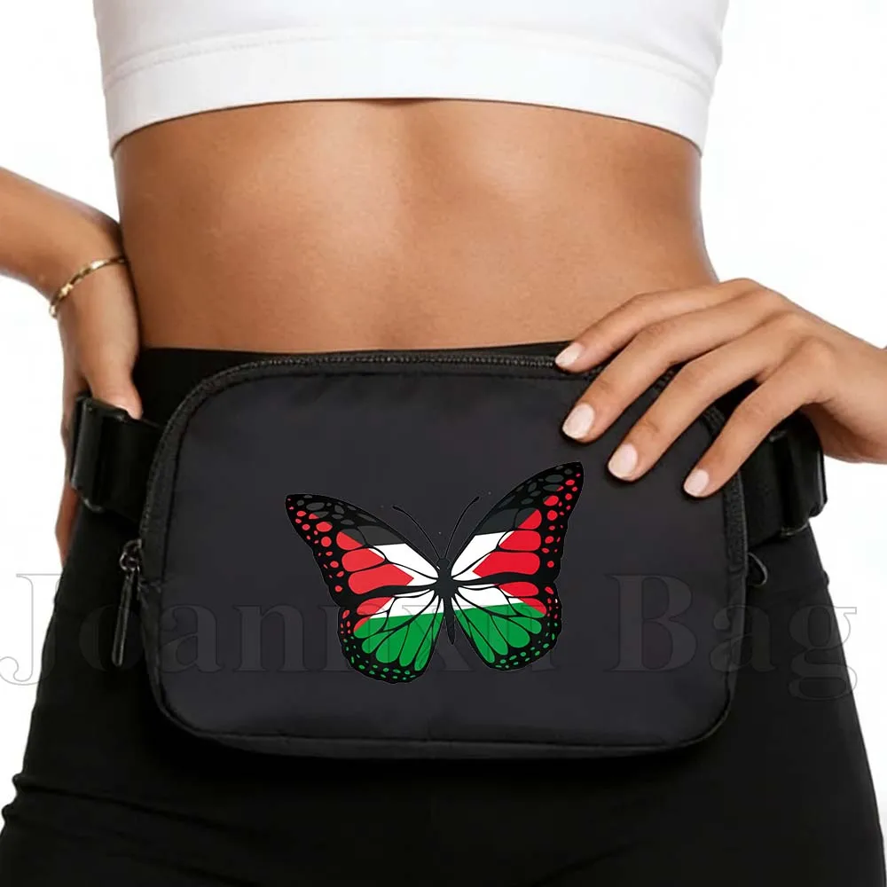 

Черная спортивная поясная сумка-бананка водонепроницаемая для велоспорта, с арабским узором, женская, для подарков, портативная, для спортзала, бега, через плечо
