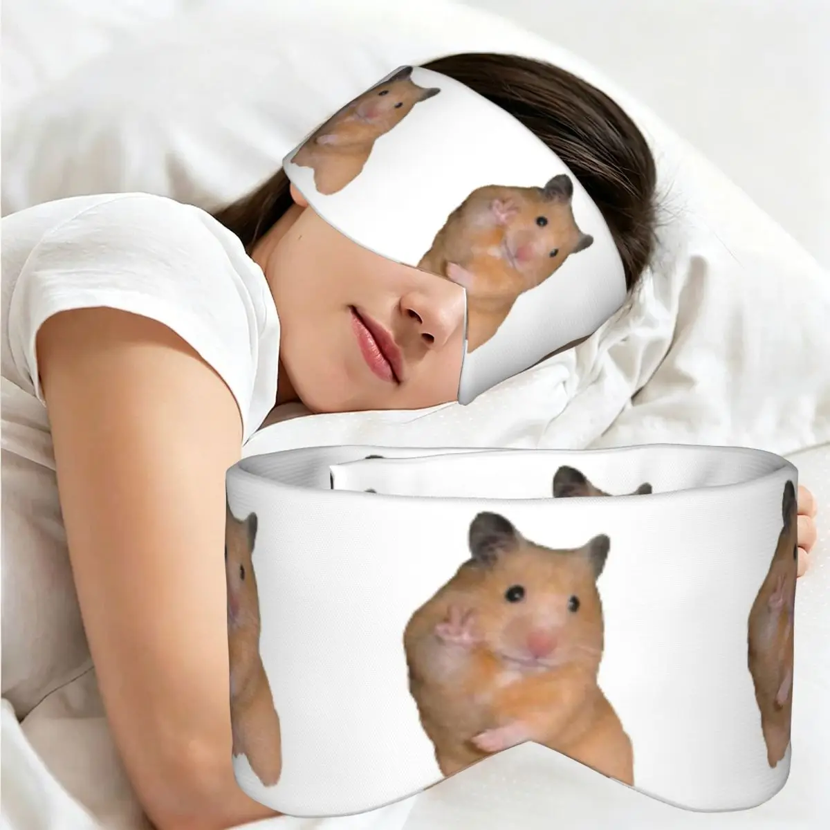 Peace Sign Hamster sleep eye mask Light Blocking Portable Eye Cover for Girls Boys Office Nap Party Gift Eyeshade eyepatch