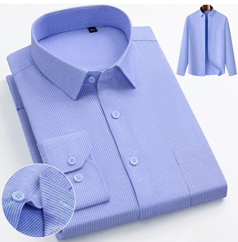 

Новые топы, мужские повседневные рубашки в полоску с длинными рукавами, облегающие формальные рубашки Plian с одним карманом, офисная одежда, мягкий клетчатый хлопок для мужчин