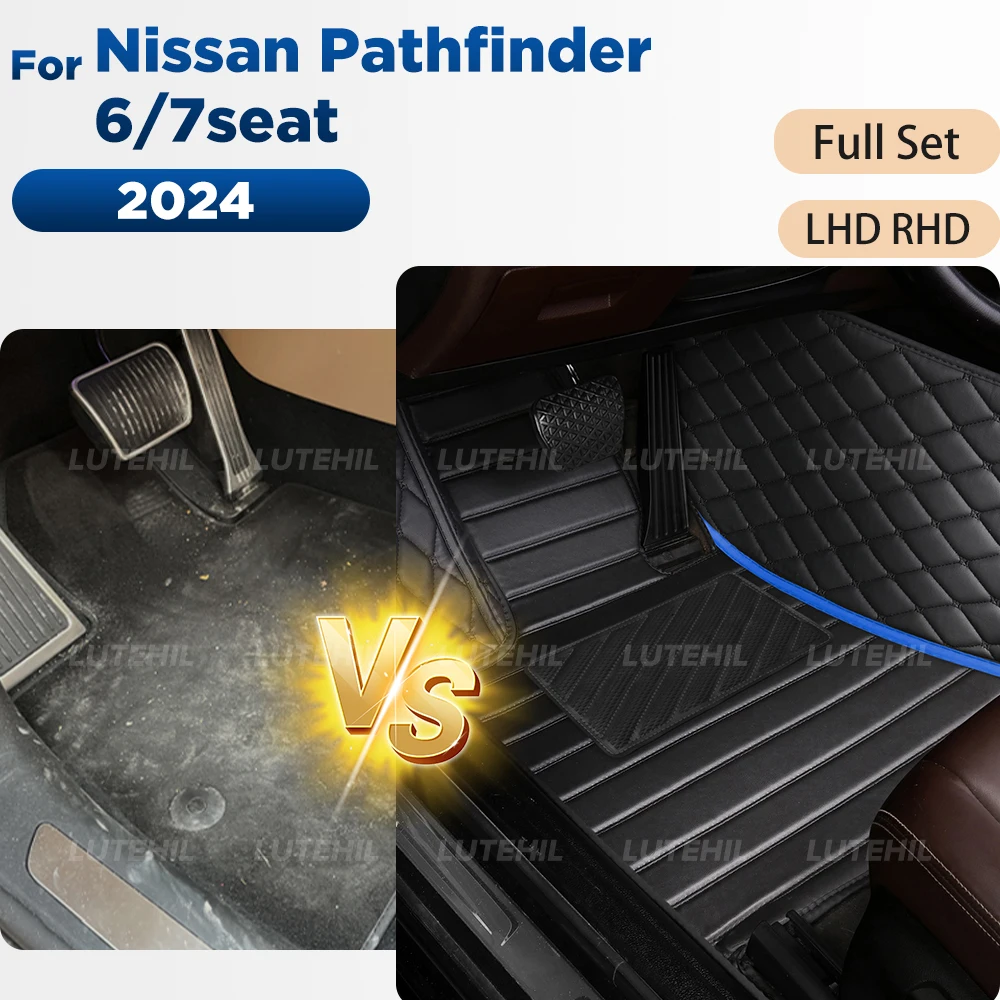 

Для Nissan Pathfinder 6/7seat 2024, всепогодные автомобильные коврики, кожаные напольные вкладыши, полный комплект, индивидуальный ковер