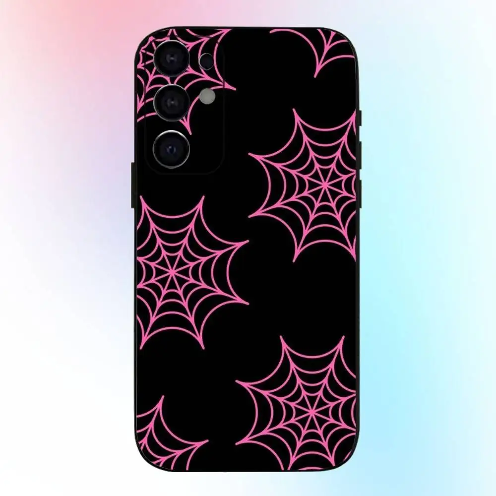 حافظة هاتف بنمط شبكة العنكبوت لهاتف سامسونج S25، S24، S21، S22، S23، S30، Ultra، S20، Plus، Fe، Lite، Note، 10,9,5G غطاء أسود