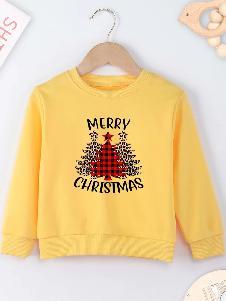 Merry Christmas Kids Sweatshirt Red Fashion Home Boys Hoodie Christmas tree Print Children\'s Clothes Xmas Gift Toddler Girl Tops