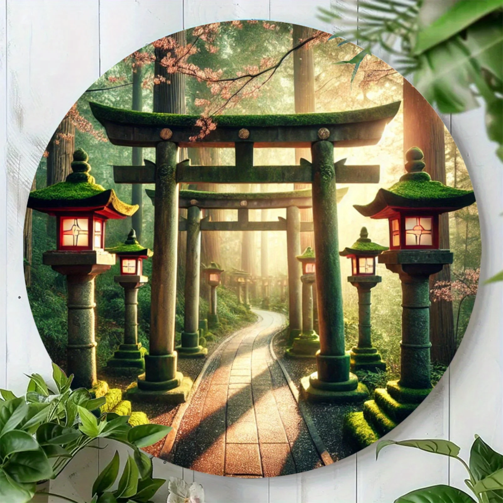 Raumdekoration, 1 Stück, japanisches Torii-Tor-Wandkunst, 7,8 Zoll rundes Aluminium-Metallschild, langlebige Folie mit Gravur, einzigartiges Design, Eas