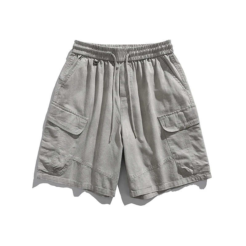 

Летние мужские шорты-карго из винтажного выстиранного хлопка с множеством карманов, в стиле стритвир, городской моды, свободного кроя, повседневные шорты-брюки