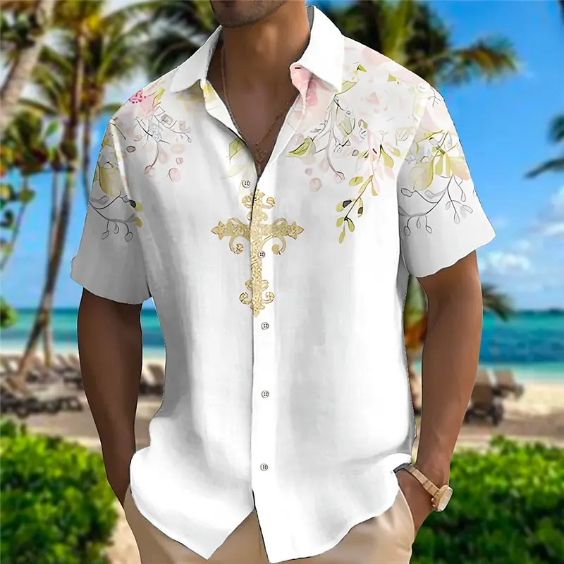 Camisa hawaiana de manga corta para hombre, top con solapa, camisa con estampado 3D de flores de playa, ropa para hombre, camisa holgada de estilo de vacaciones con respiración