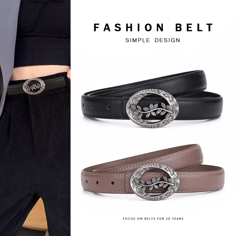 Winter Women's Fashion Belt with a vintage High-End Matte Silver Design Style, a Versatile Accessory That Can Be Paired with Jea