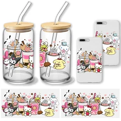 Kuromi pegatinas 3D UV DTF envoltura de taza, envolturas de taza de café impresas para vidrio DIY, cerámica, Hello Kitty, protección solar e impermeable