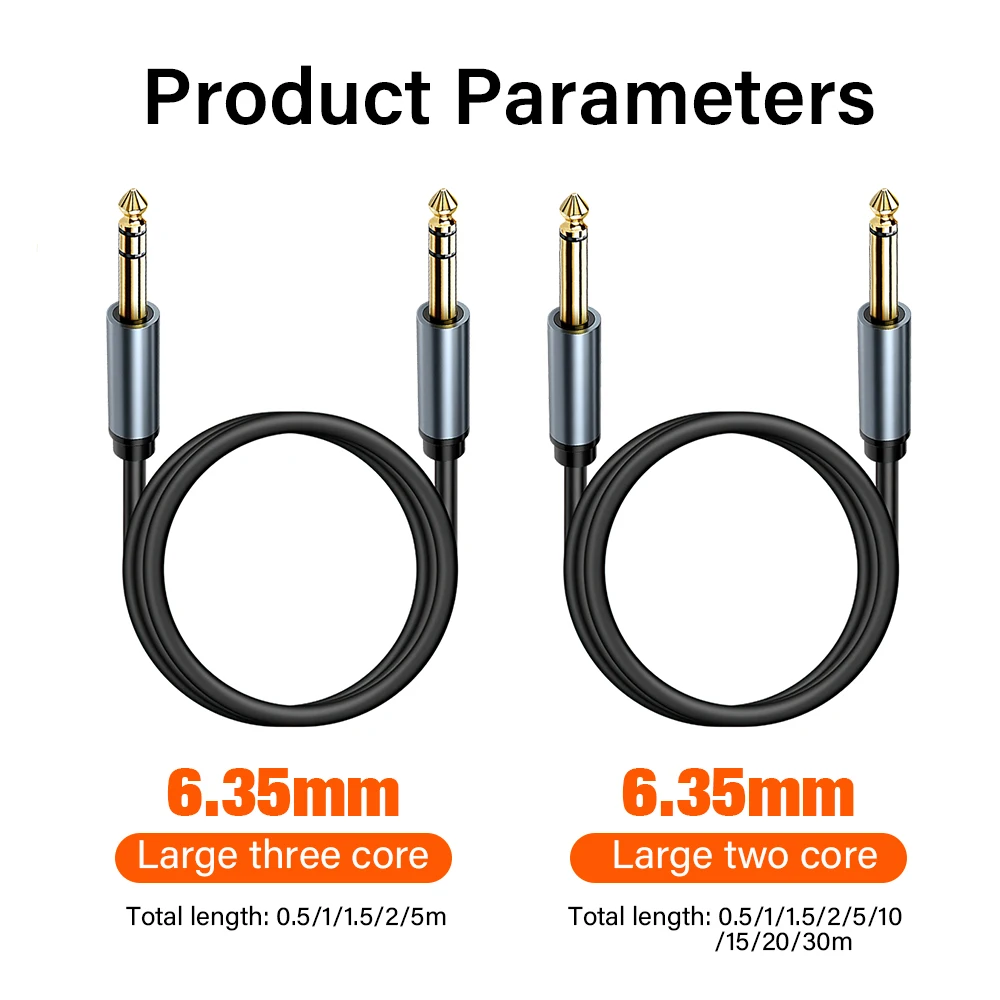 6.5mm To 6.5 mm Mono/Dual channel stereo Long Cable For Amplifier Mixer Electric Bass Guitar Jack TS TRS 1-30 Meter 6.35mm Cord