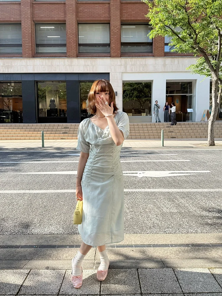 

EMH Acetate Lyocell Lightweight Pleated Waist Cinched One oulder V-ne Slimming ort Sve Dr Commute Sle Summer 2025