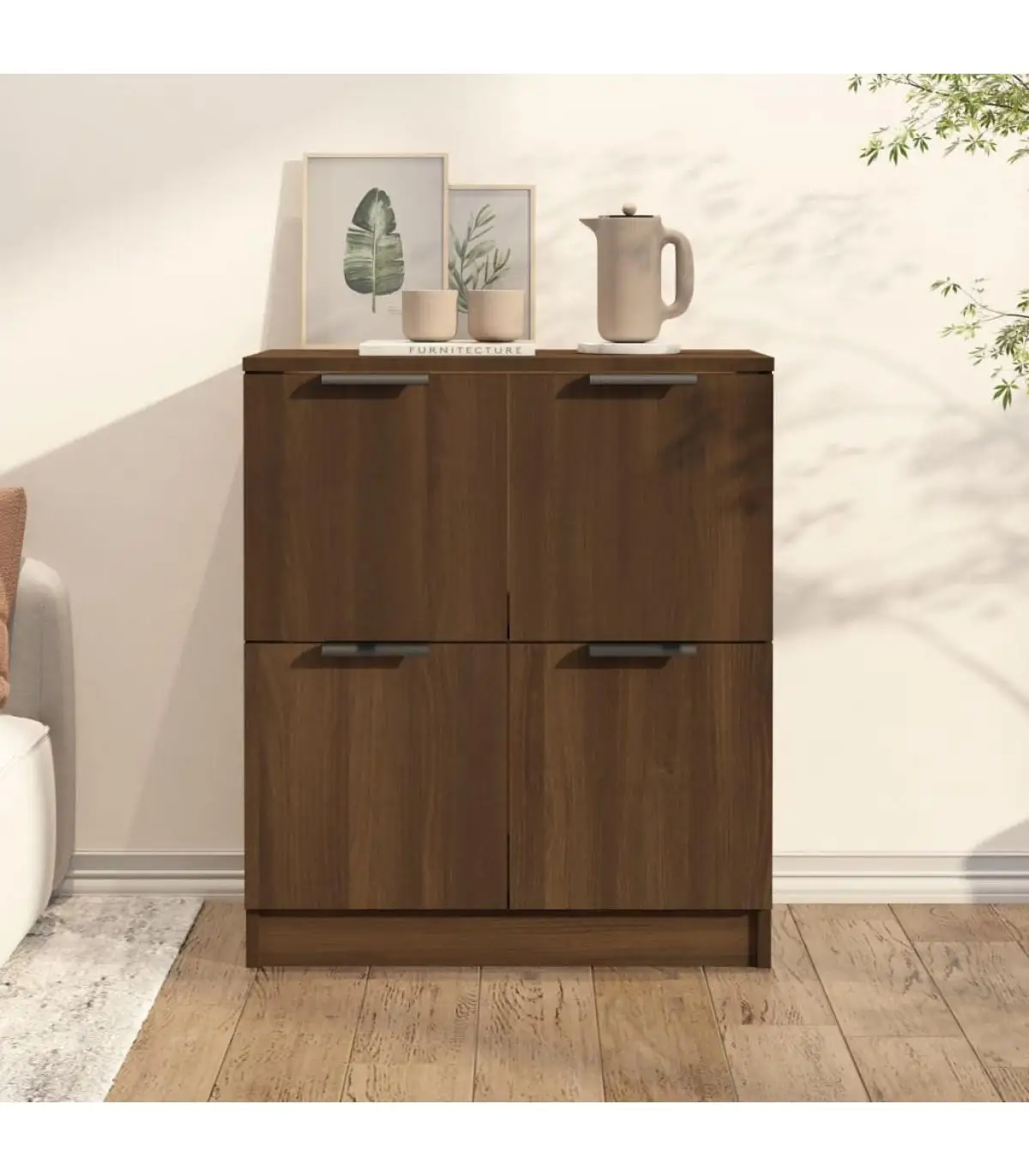 Brown oak plywood sideboard 60x30x70 cm