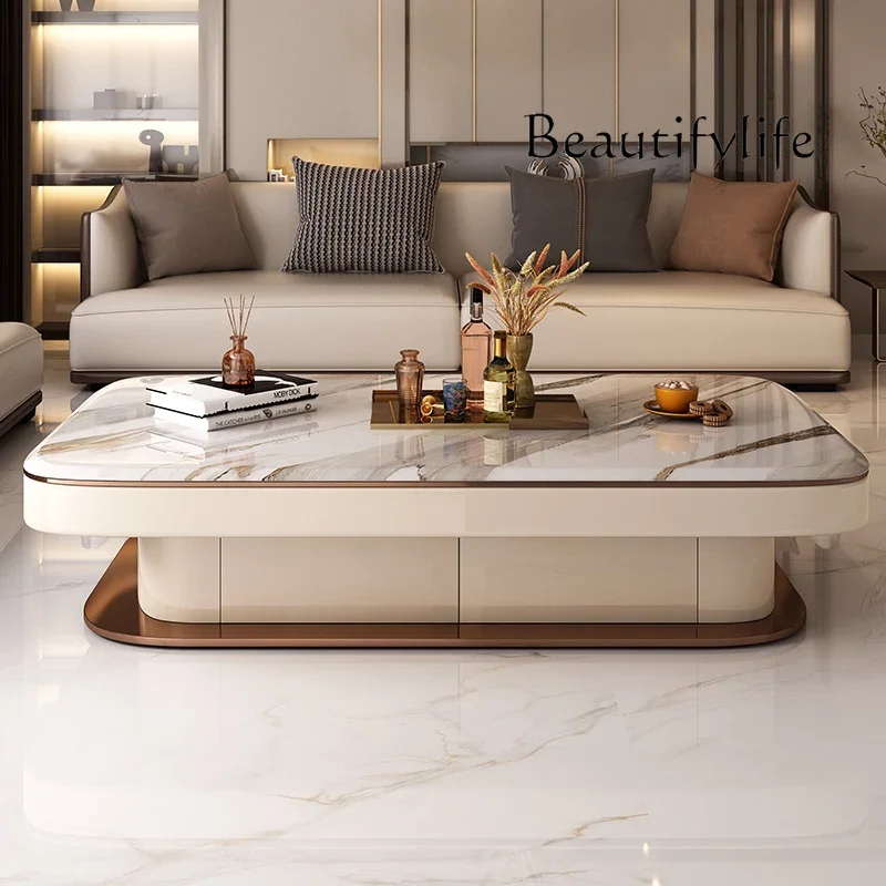 

marble new table Light luxury microcrystalline stone high coffee table living room home simple modern high-end design