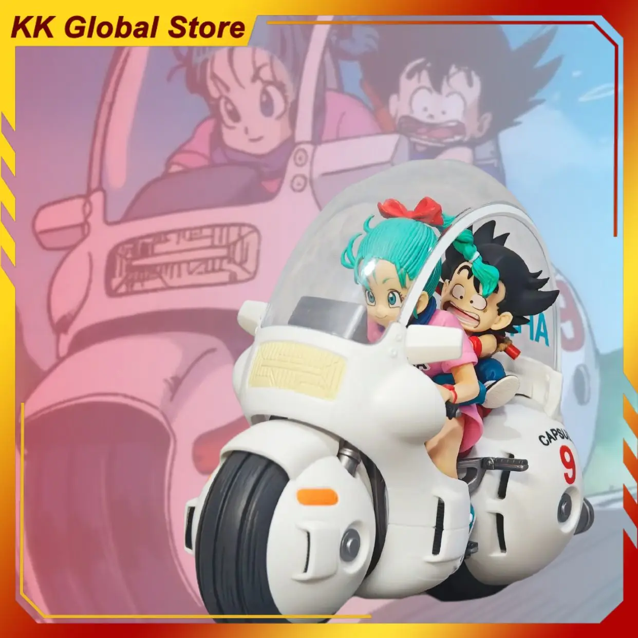 

15cm New Dragon Ball Anime Figure Son Goku Bulma Riding A Motorcycle Peripheral Model Statue Desktop Ornaments Birthday Gift Toy