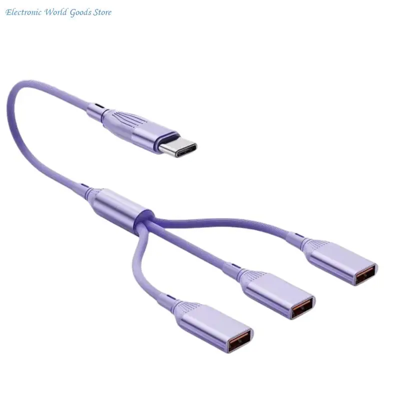 A3PD 3 USB Type C Charging Adapter For Multiple Devices Simultaneous Power Delivery Data Transfer Travel Friendly