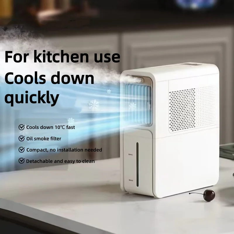 Portable Air Conditioner Fan Kitchen Cooling Fan with Oil Proof Non-Wall Mount Home Kitchen Desk Use Quiet Bedroom Cooling Unit