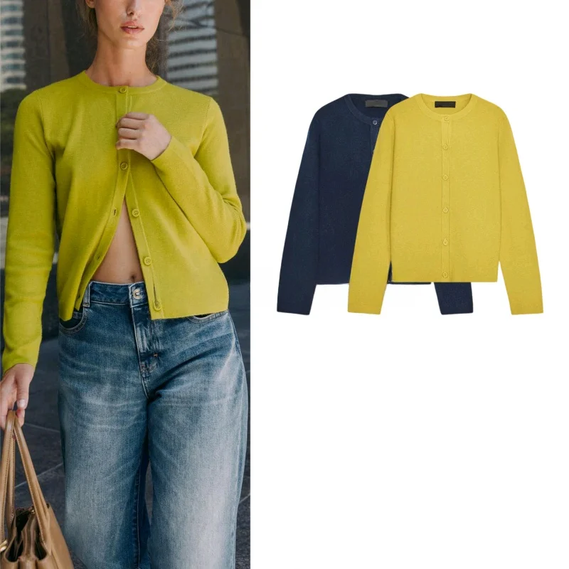 

Новое осеннее поступление, женский базовый длинный све, круглый трикотажный топ Ne, повседневный ультрамягкий открытый кардиган из полиэфирного волокна