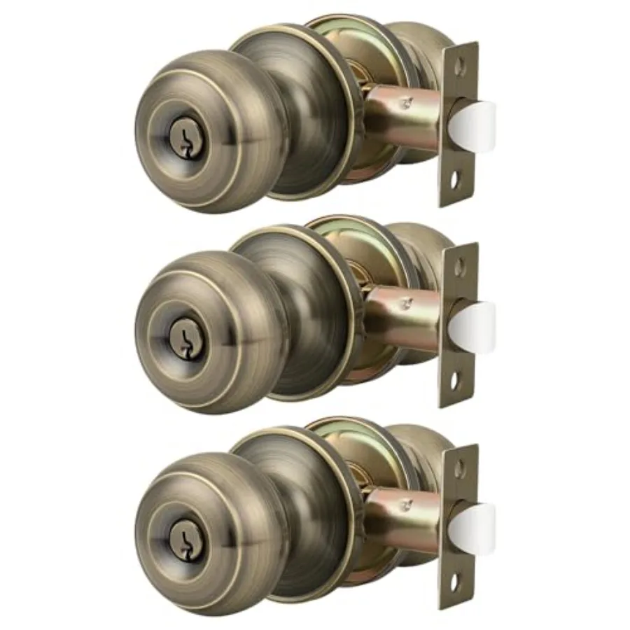 

Entrance Door Knobs Door Lock Keyed Alike Lockset Same Key Round Ball Entry Door Knobs Pack of