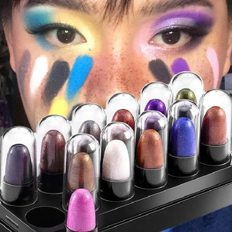 12 Farben glänzende Lidschatten Stift Glitter Seidenraupe Eyeliner Make-up-Tools schimmern kosmetische Perl glanz langlebigen Lidschatten Bleistift