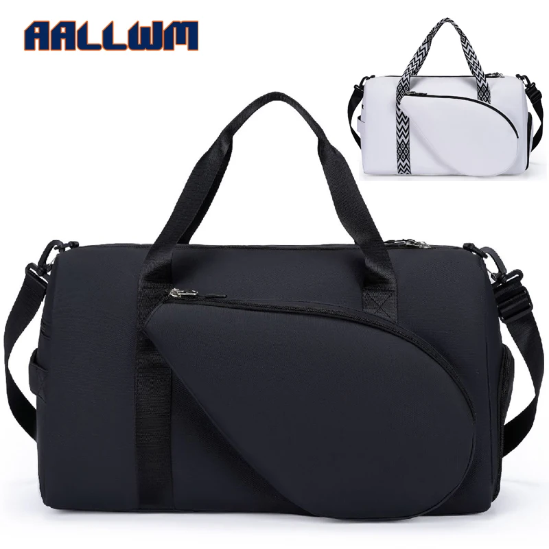 

﻿ 1PCS Tennis Travel Bag for Women with Exterior Drawstring Racket Pocket and Separate Shoe Compartment, with Wet Pocket
