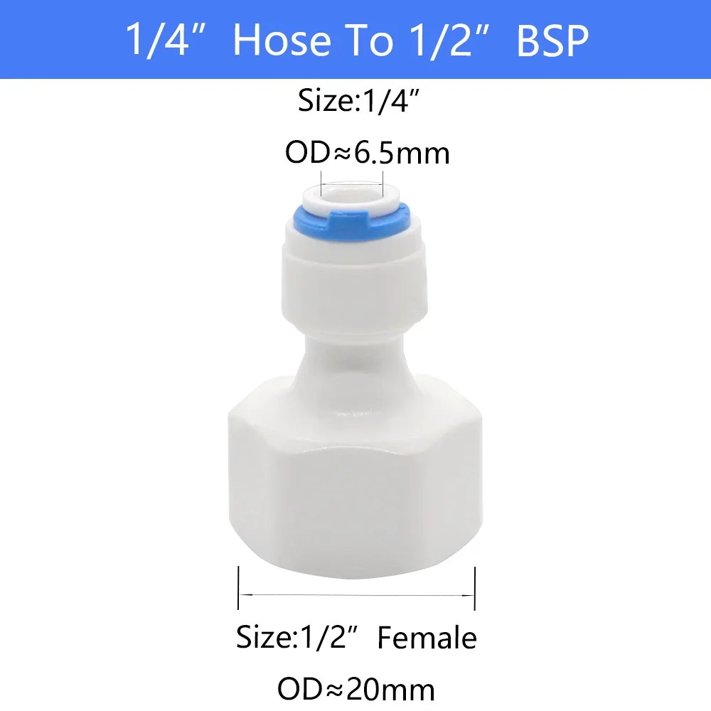 Adaptador de rosca hembra para acuario RO, tubo de combinación recta, conector rápido 1/8, 1/4, 3/8, 1/2, 3/4BSP