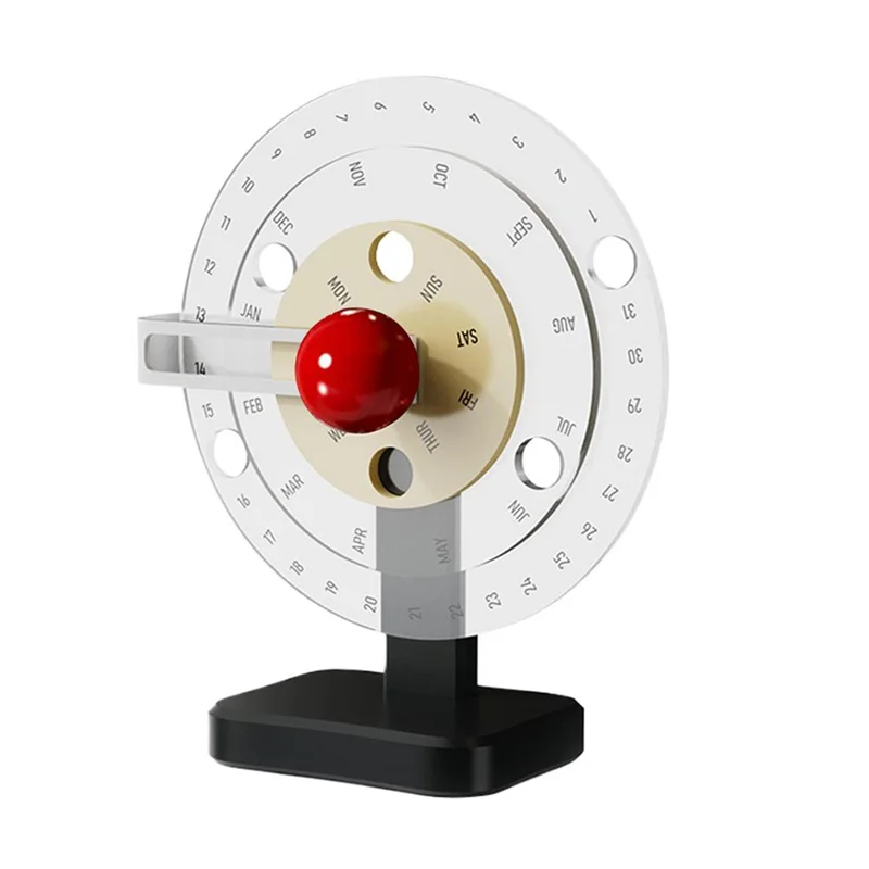 

NEW-Calendar Acrylic Disc Decor Tabletop Calendar Novelty Simple Manual Rotating Calendar Desktop Decorative