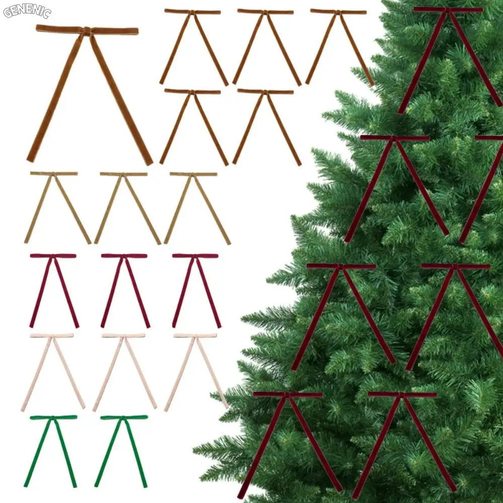 

12pcs Xmas Home Decoration Slender Velvet Christmas Bows with Cable Tie DIY Gift Wrapping Bows Vintage Wreaths Bows Wedding