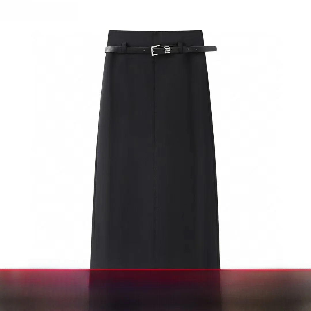 DiHome 2025, novedad de verano, Falda Midi de cintura alta de corte recto, envoltura adelgazante, faldas para mujer, longitud f dividida