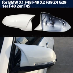 White Rearview Side Mirror Covers Cap Carbon Fiber Glossy For BMW F44 F40 G29 x1 F48 F49 2019-2023 X2 F39 Toyota Supra 2019-2023
