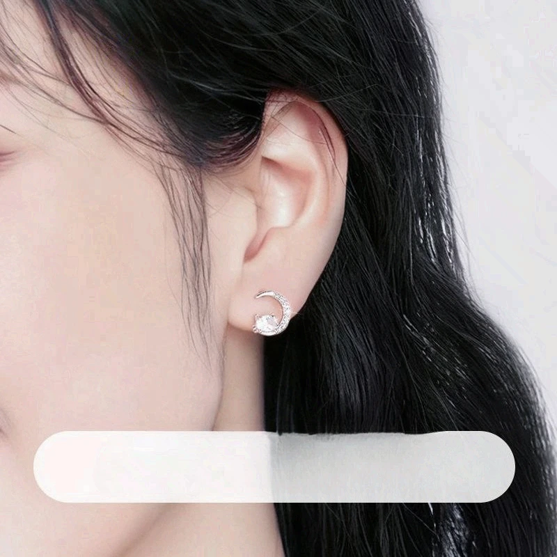 1 Pair Moon Cat Studs Womens Lux Shiny 3A Zircon Niche Sweet High End Daily Wedding Party Gift for Lovers Relatives & Friends