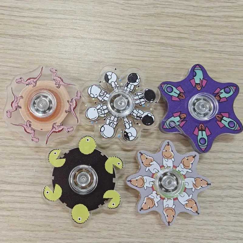 8 szt. Spinnerów do rąk, mała figurka, gyro na opuszki palców, iluzja wizualna, zabawka antystresowa, kreatywna dynamiczna rotacja dla dzieci