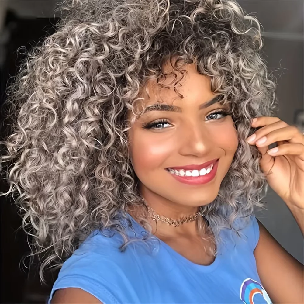 Silver Gray Short Pixie Synthetic Wig Women Natural Layered Hair Heat Resistant Wig Daily Halloween Christmas Party Costume Wigs
