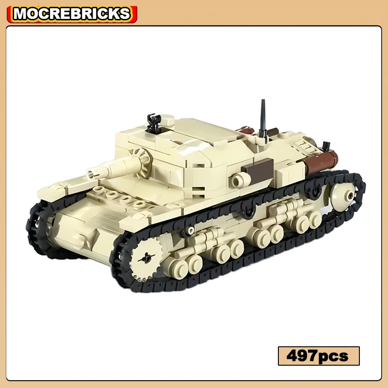 MOC Building Blocks WW2 Military Battle Tank Semovente da Self-propelled Gun Armored Vehicle Technology Bricks Toys Kid's Gifts