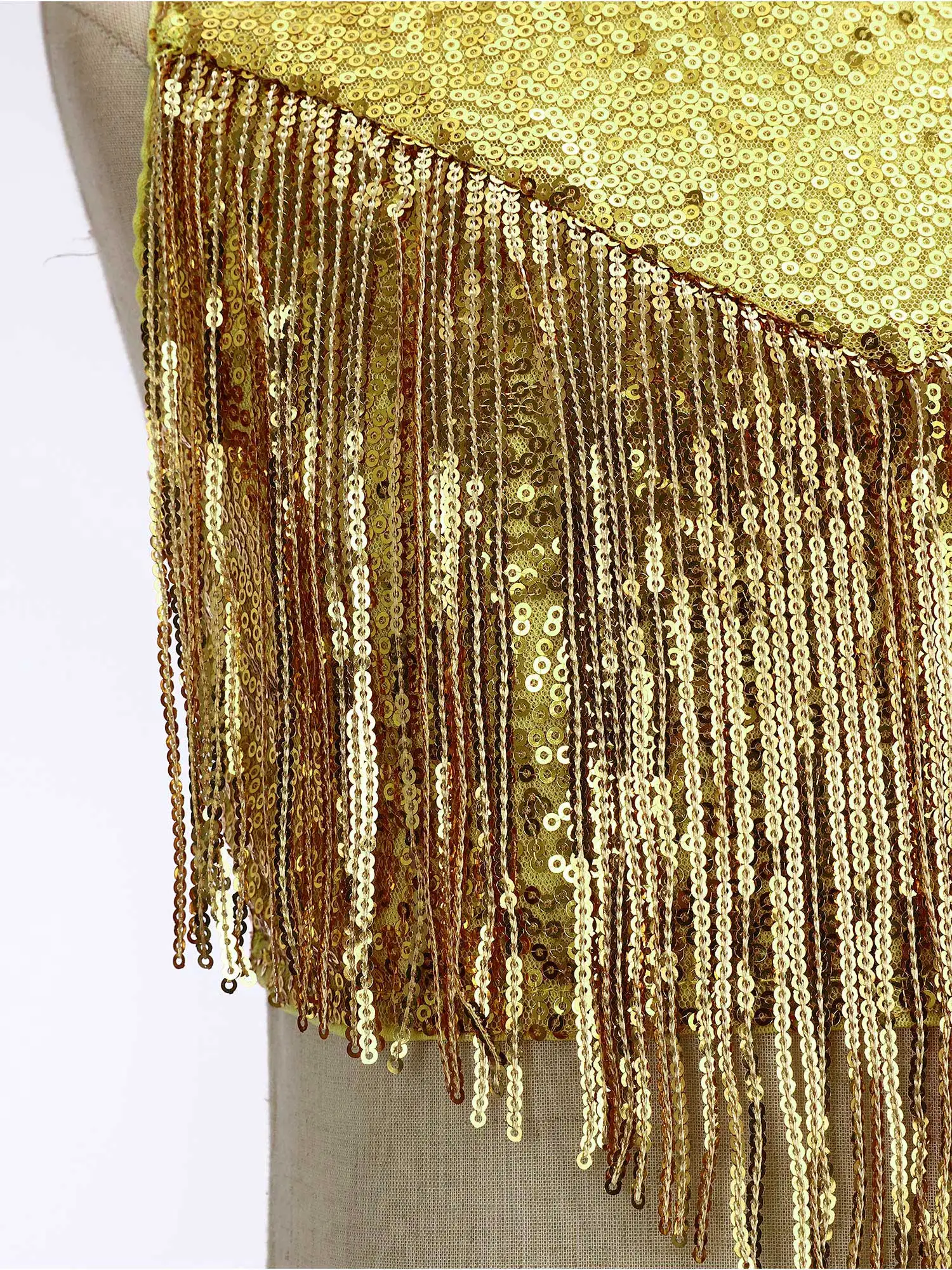 Kids Girls 70S Disco Dance Cosplay Costume Metallic Gloss Sequins Sleeveless Tassel Tank Tops for Stage Performance Party Wear