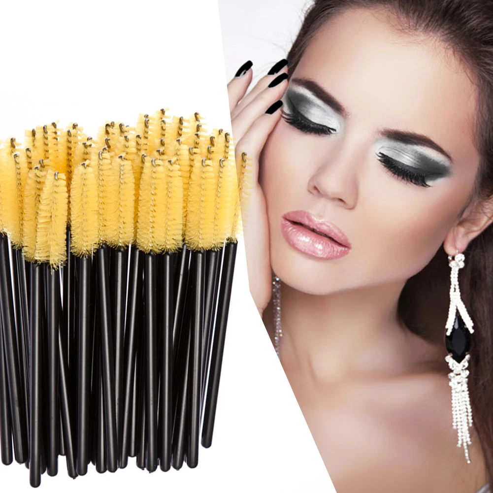 Brosse à cils jetable, baguettes de Mascara, applicateur, bobines de maquillage, 50 pièces