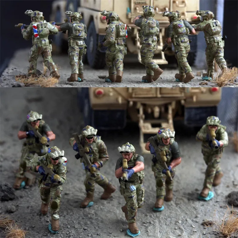 

1:72 Model 6Pcs British Special Air Service Soldier Special Operations Team Action Figure Toys DIY Scene Accessory Display