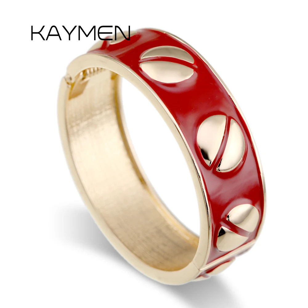 

KAYMEN New Arrivals Round Screw Design Cuff Bracelets Enamel Colorful Bangle Fashion Statement Gipsy Bracelet Jewelry for Women