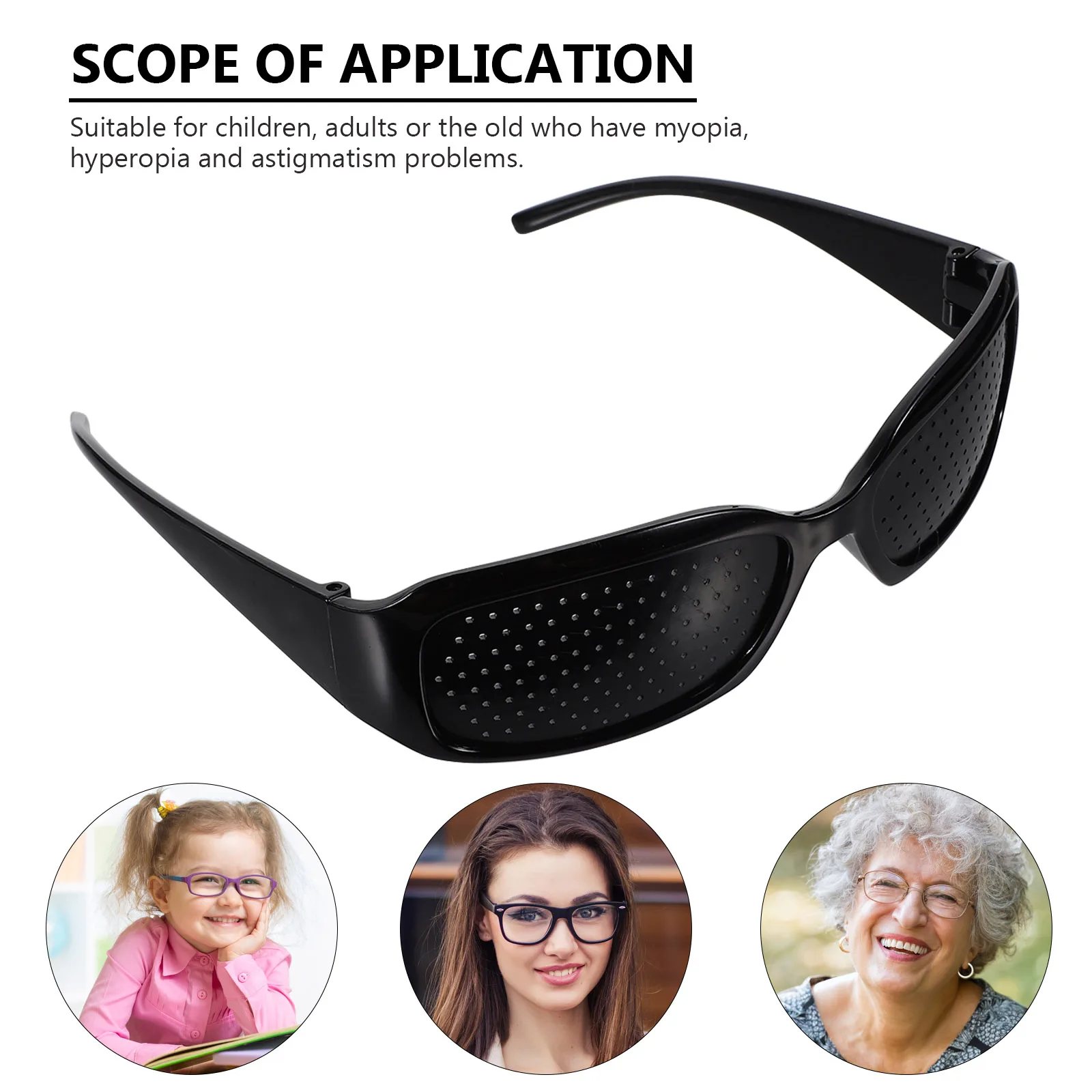4pcs Pinhole Glasses Anti Fatigue Vision Impove Black Frame Eyeglasses Protection Care Corrective Myopia Hyperopia Astigmatism