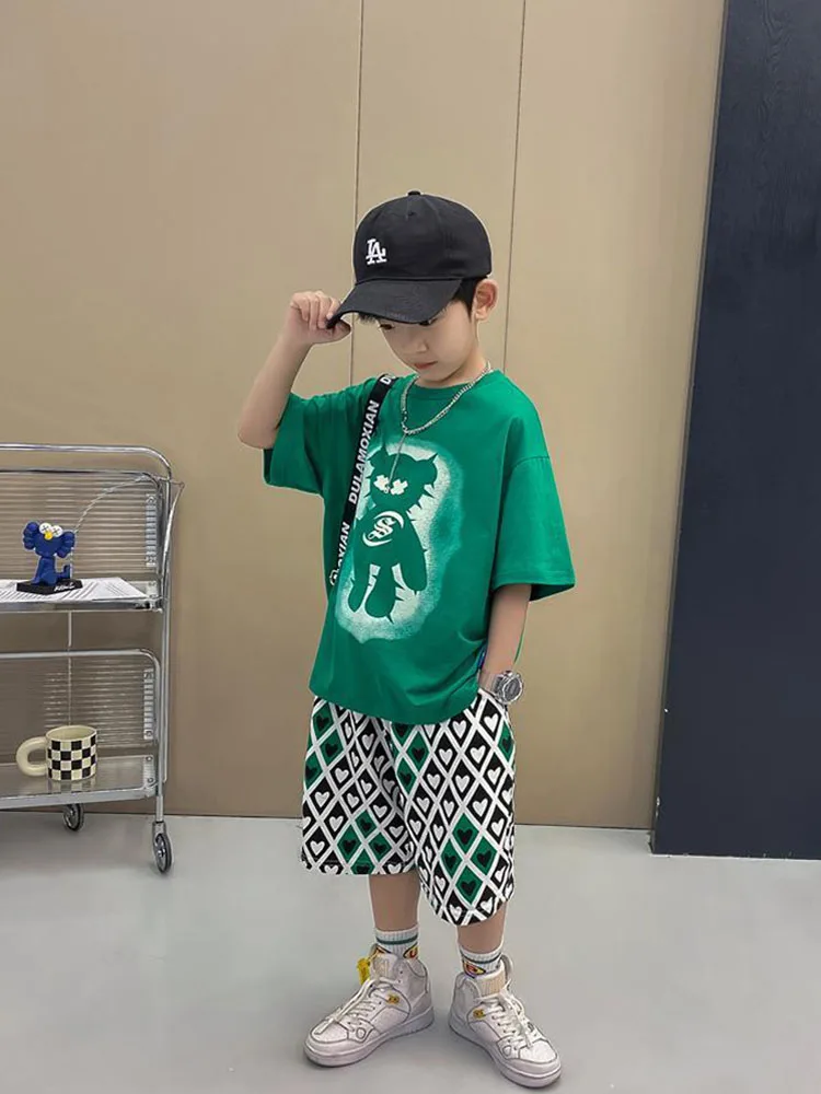 

Boys Short-sleeved Suit Summer Clothes New Foreign Style Children's Summer Clothes Boys Handsome Fried Street Children's Clothes