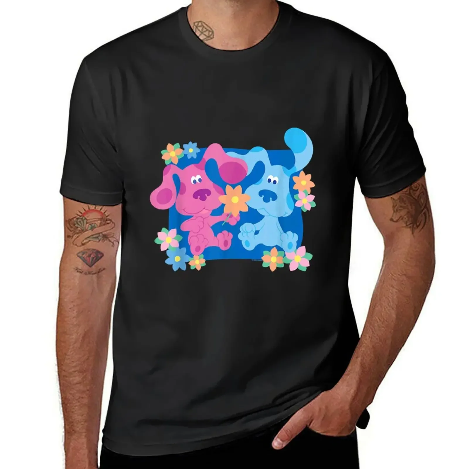 Blue's Clues Magenta and Flowers T-Shirt anime stuff summer top blue archive mens t shirt graphic