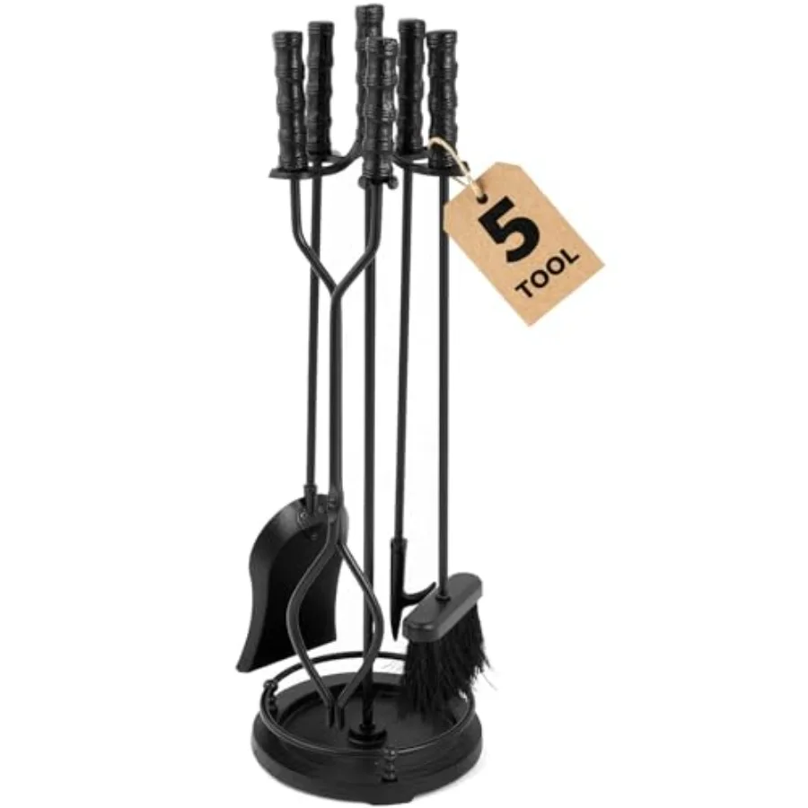 

5 Pieces Fireplace Tools Sets Wrought Iron Indoor Fireplace Set with s Broom Shovel St Fire Tools Outdoor Fire Place Fire Pit H