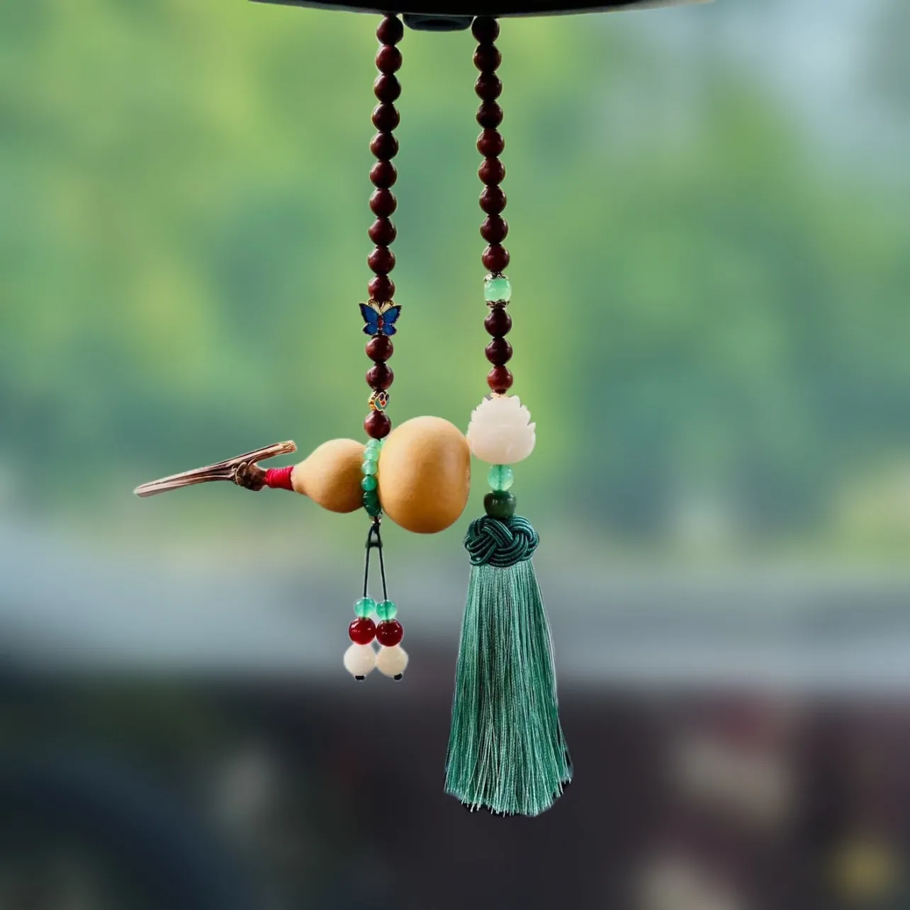 

Chinese Style Fulu Gourd Car Pendant Safe Bodhi Lotus Good Luck Car Rearview Mirror Pendant Tassel Car Pendant