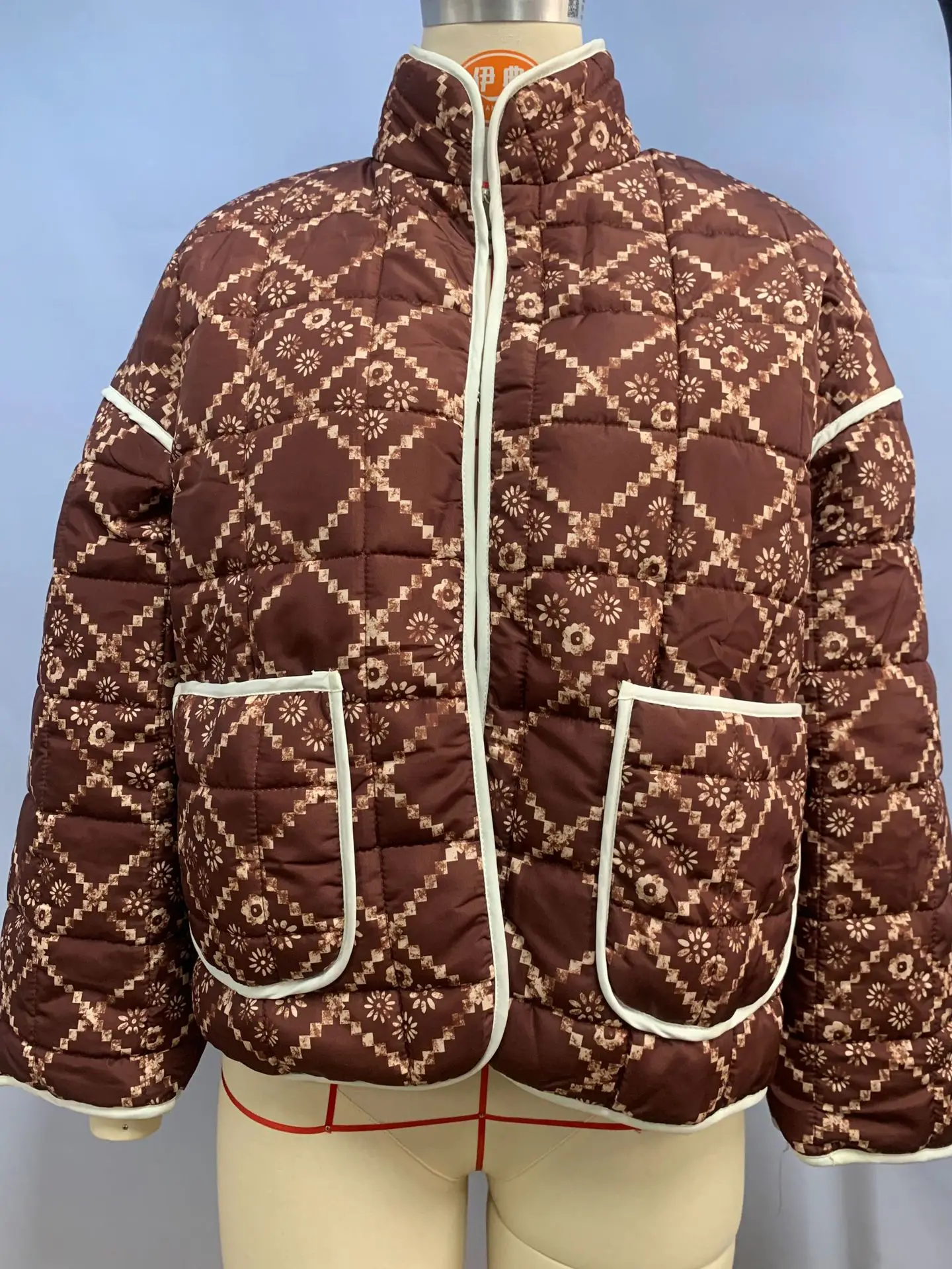 Balsycheng بقعة جديدة دافئة الخريف والشتاء سترة مبطنة بالقطن سترة نسائية مبطنة بالقطن مطبوعة جديدة #6